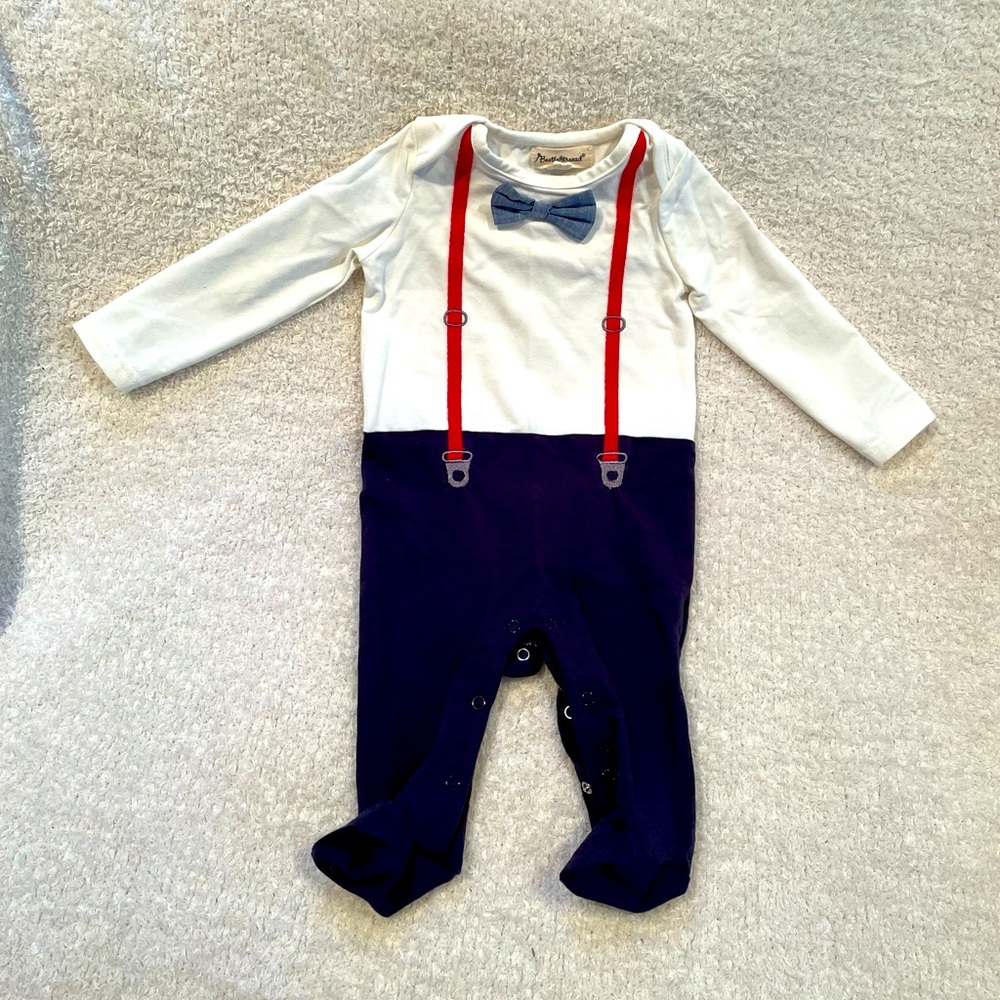 Beetle & Thread Suspender Footie 3-6M